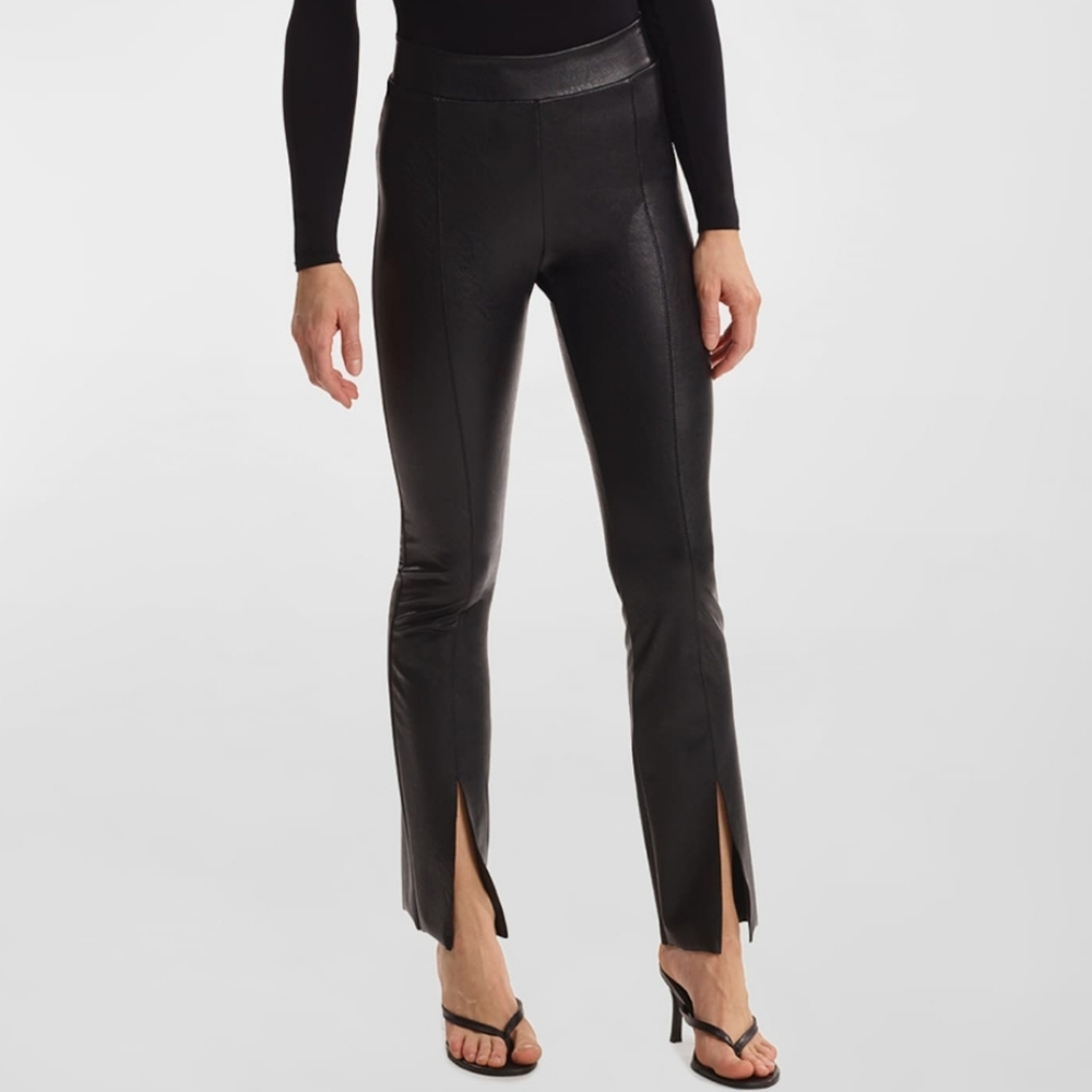Commando Faux Leather Split Front Black Pants Wom… - image 1